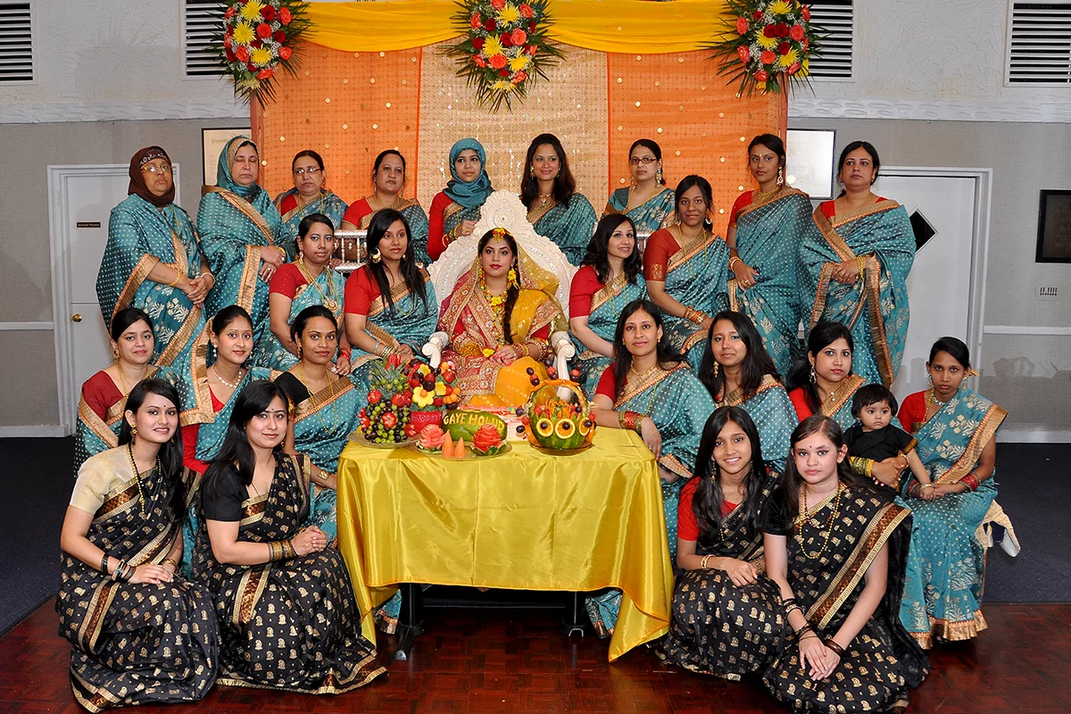 Family at a Bangladeshi Gaye Holud in Houston